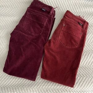 Two pairs of Patagonia burgundy corduroy pants size 25